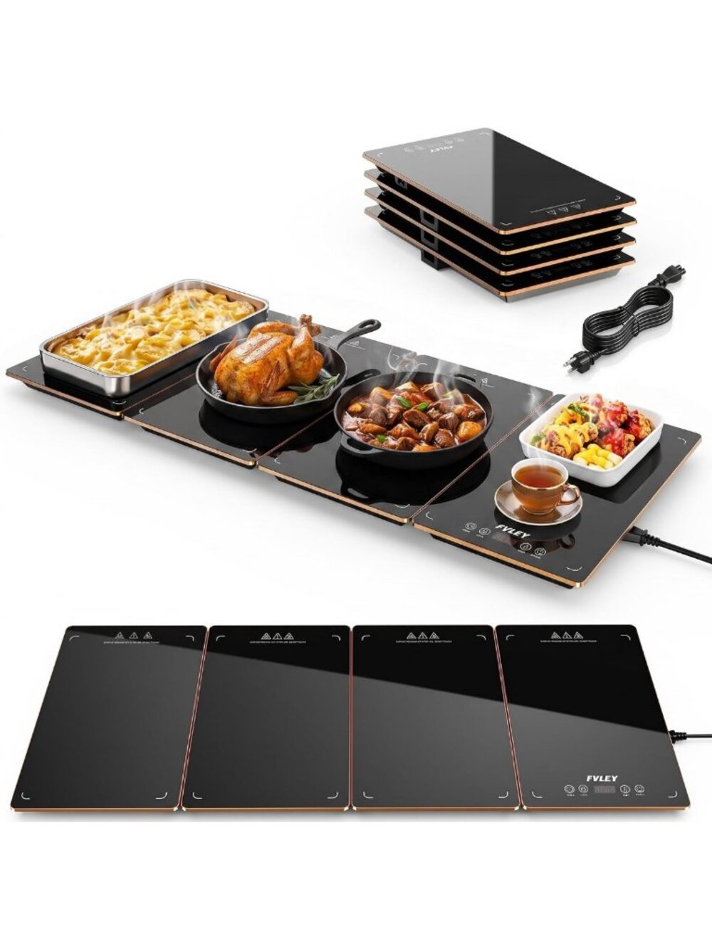 4-in-1 Electric Warming Tray & Buffet Server - Food Warmer for Parties & Events